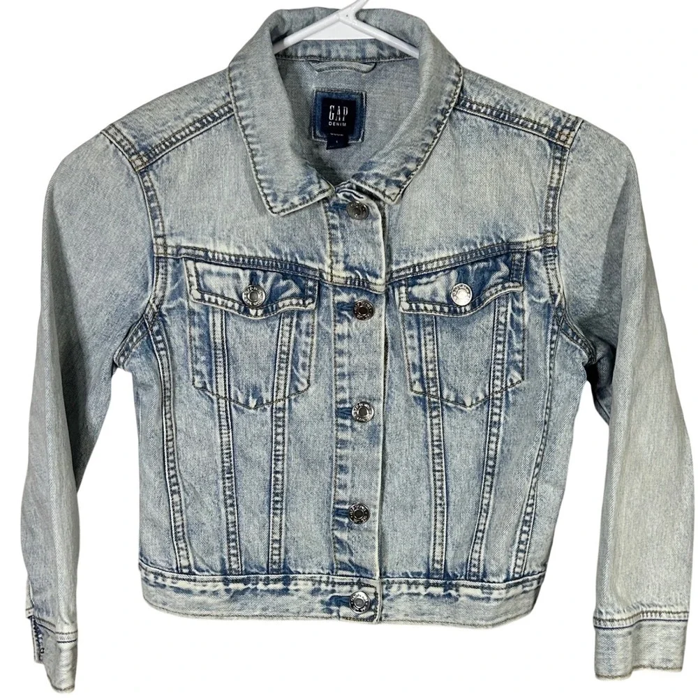 Gap Kids Denim Jacket Girls Size Large Rainbow Sequin‎ Patch Flip Sequins
